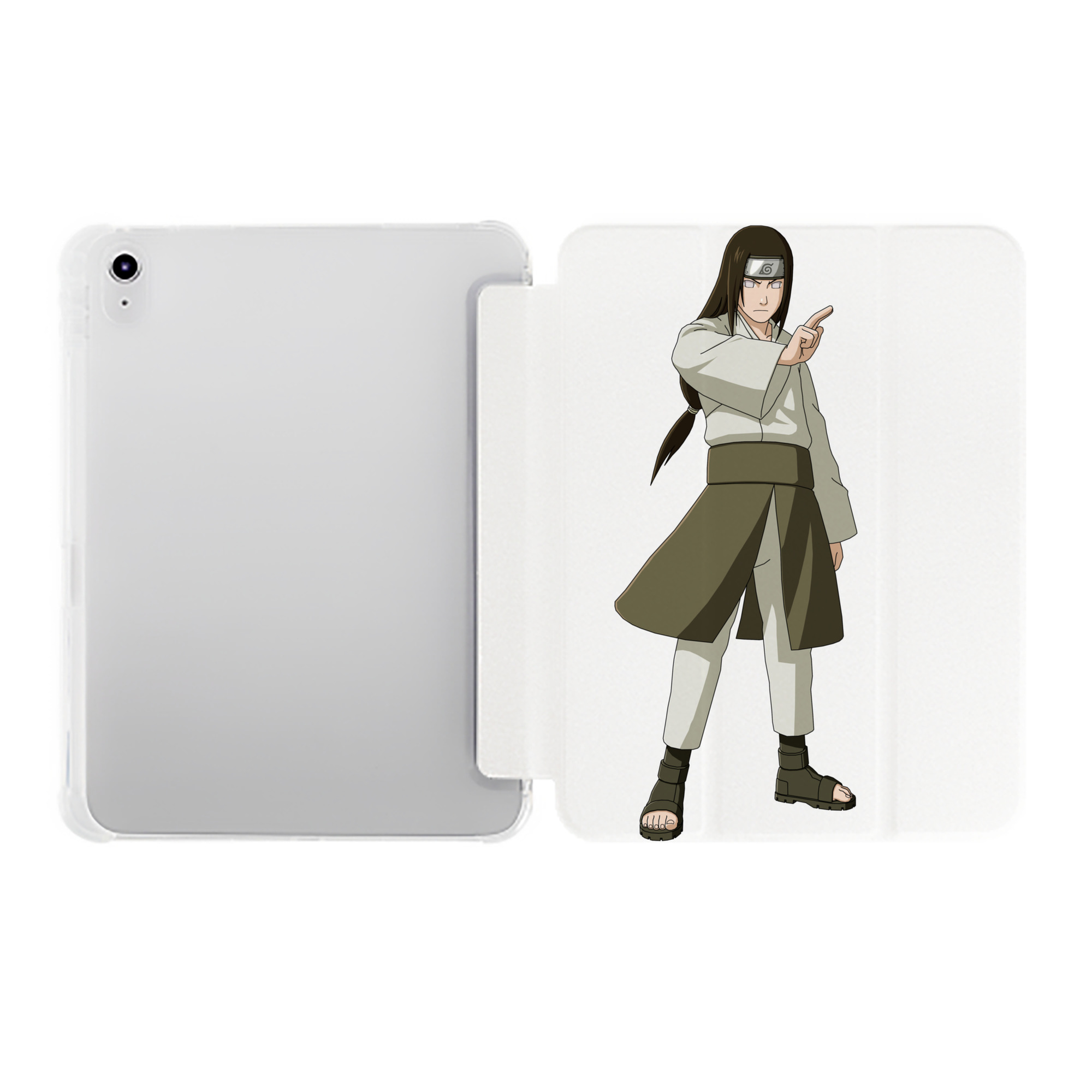 （画像用） NARUTO -ナルト- 日向ネジ Hyūga Neji IPad ケース ペン収納付き 三つ折りスタンド PUレザー×シリコン 対応機種9.5/10.5/10.9インチ